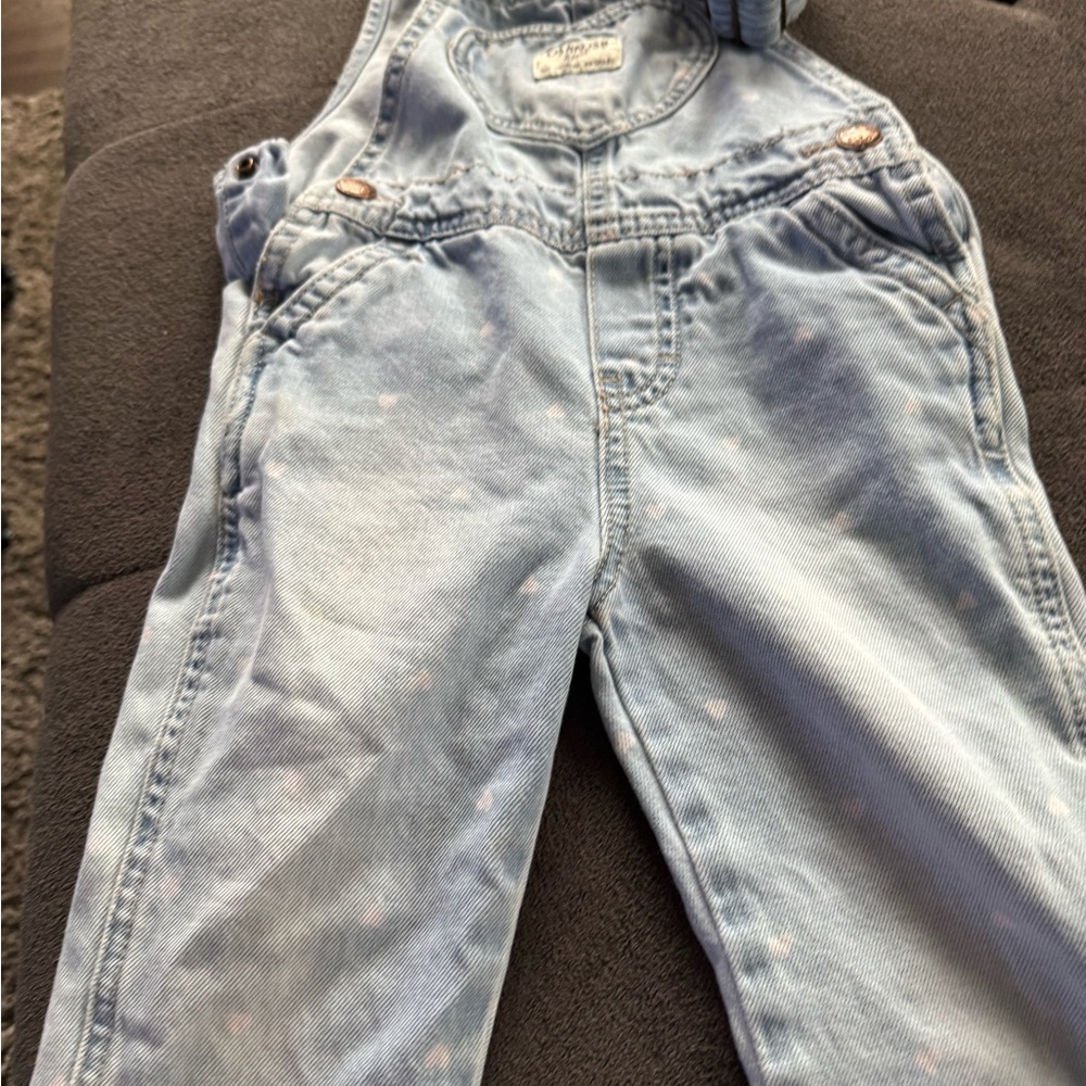 OshKosh B'gosh Heart Patch Denim Overalls